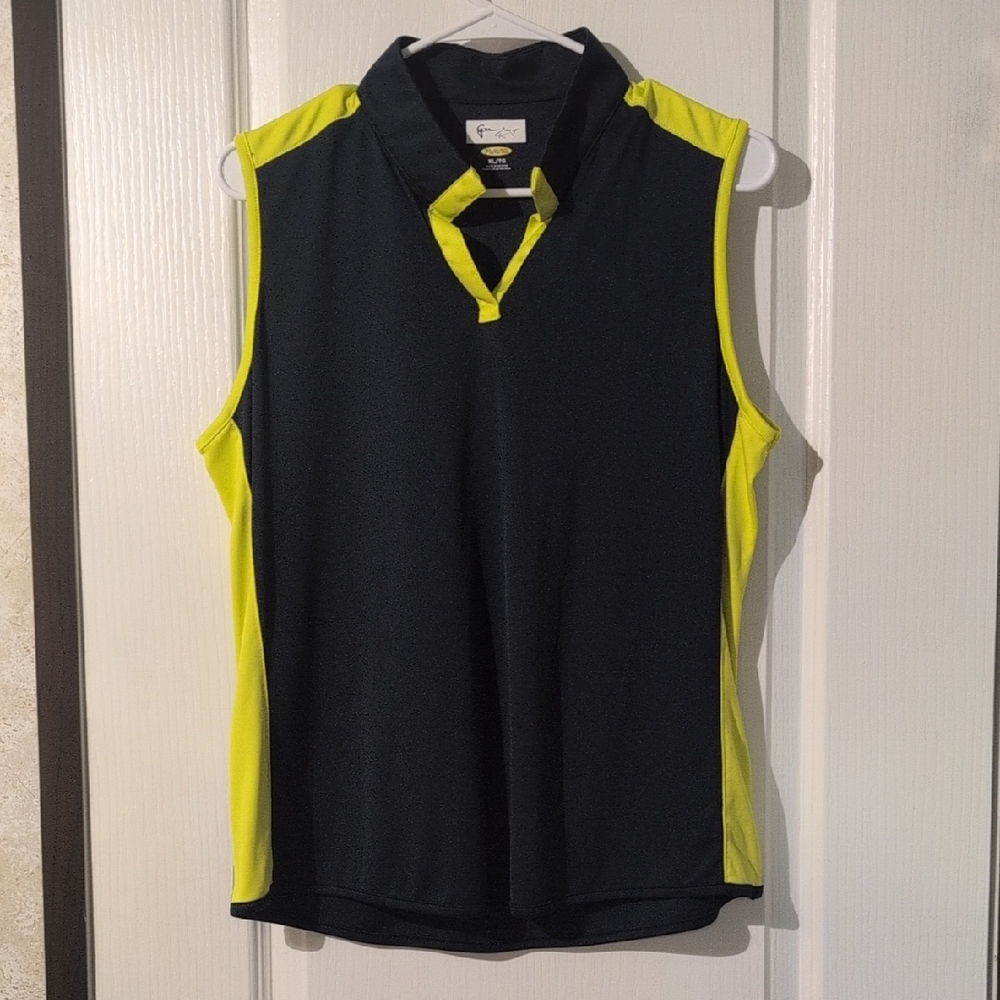Greg Norman Collection Black and Yellow Short Sleeve Top